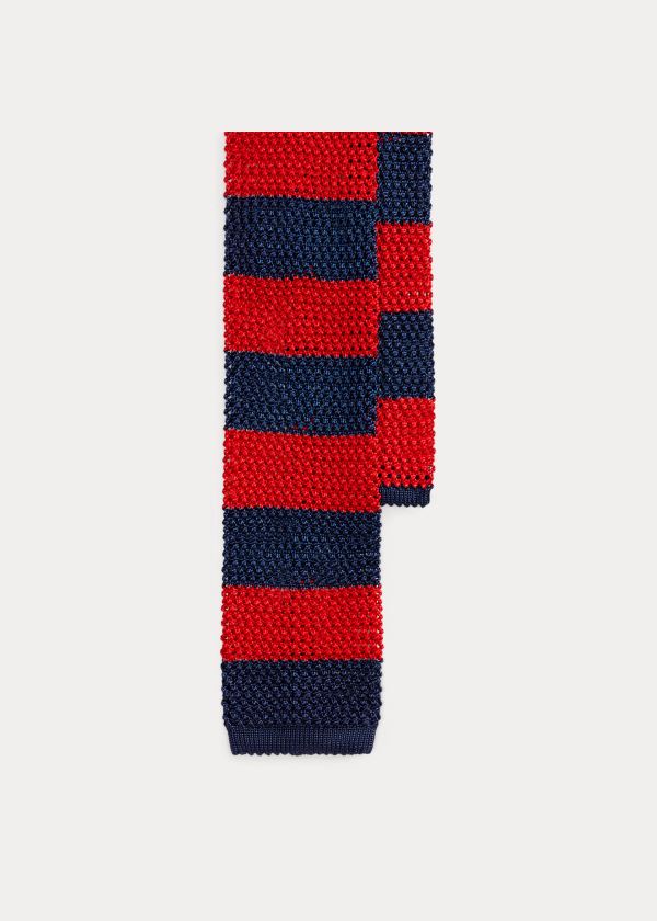 Corbatas Ralph Lauren Hombre Azul Marino / Rojos - Striped Knit Silk - WJSPG8927